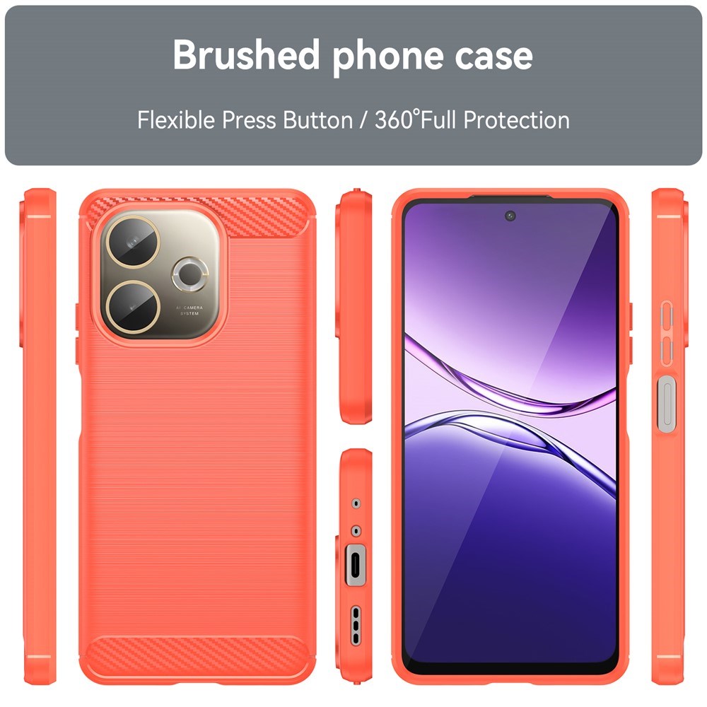 Oppo A5 Pro (4G / 5G) EIDERWOOD Brushed Carbon Fiber Plast Skal - Röd