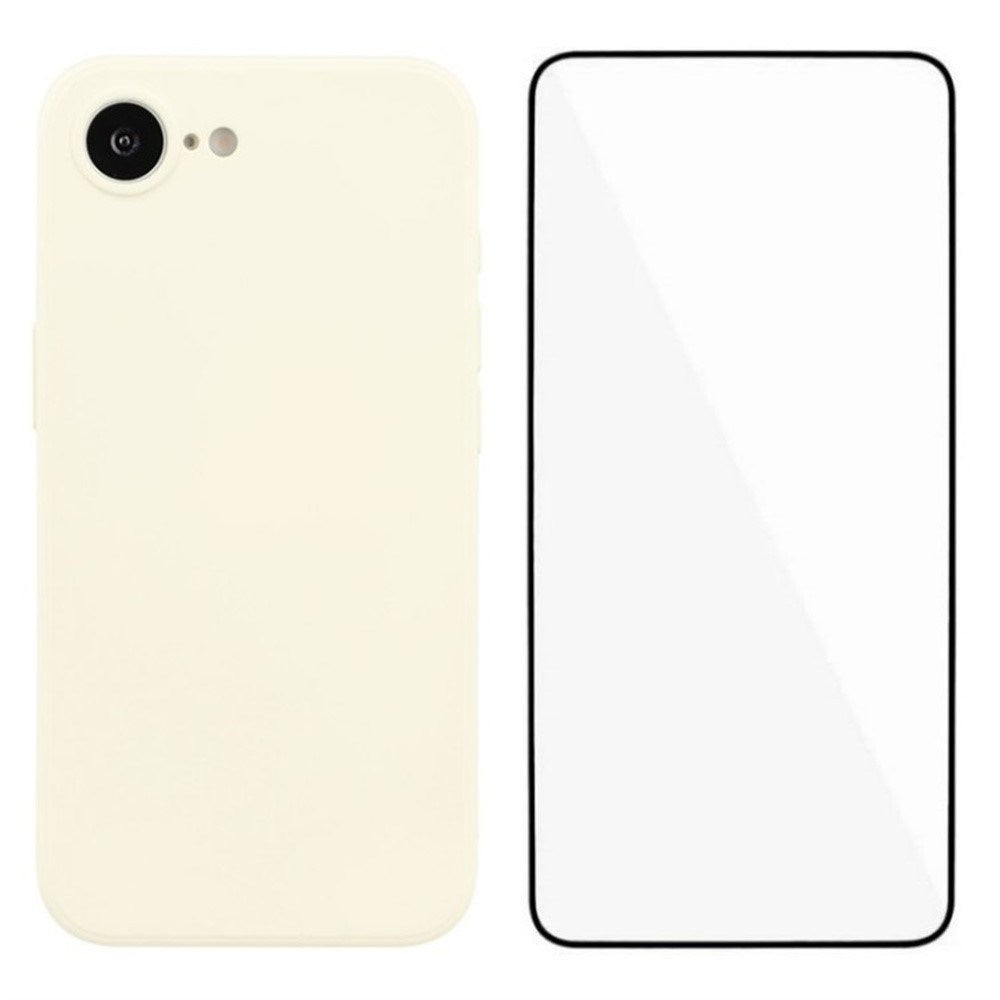 iPhone 16e Skyddsset med Flexibelt Plast Skal & Skärmskydd - Vit