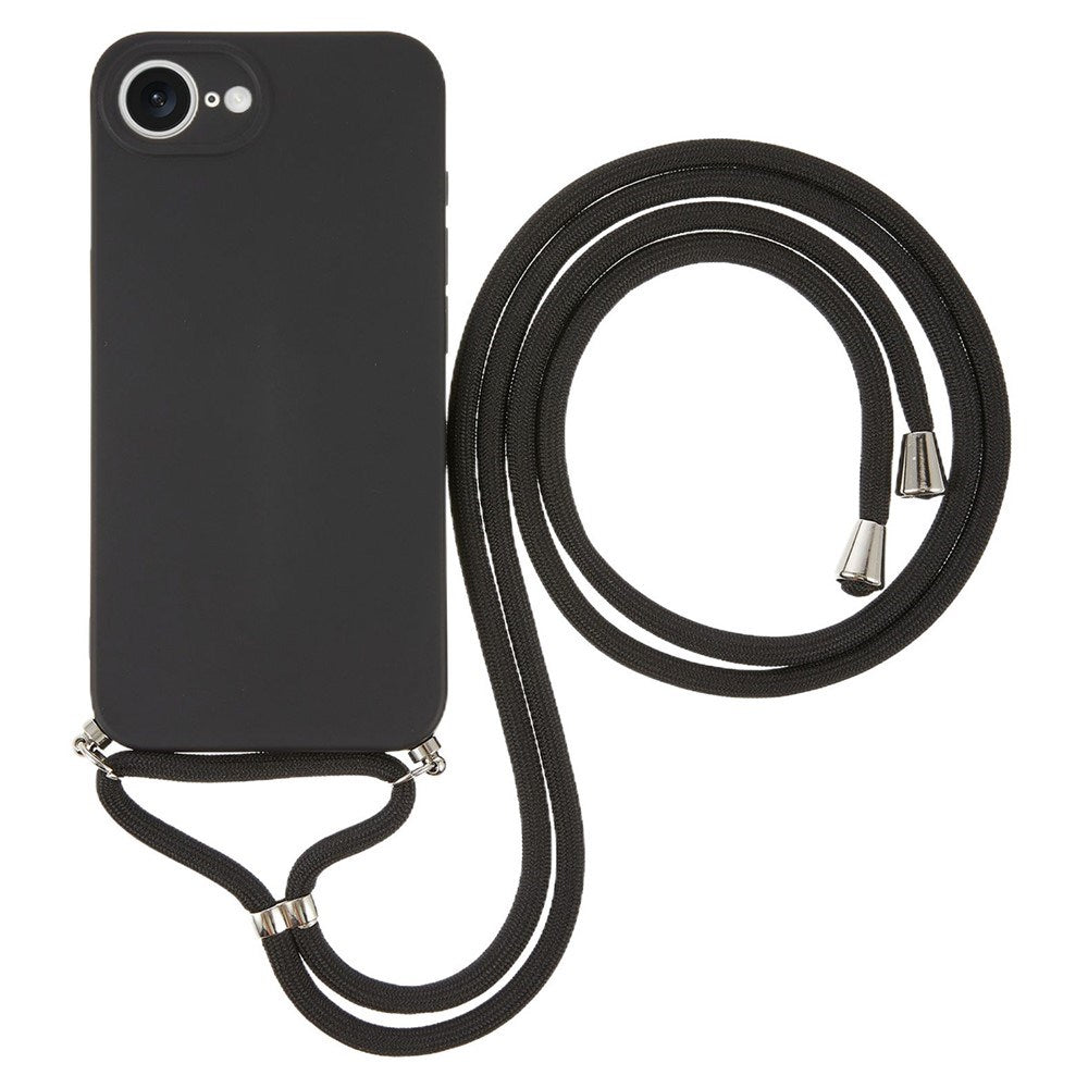 iPhone 17e / 16e EIDERWOOD Fodrat Flexibelt Plast Skal m. Rem - Svart