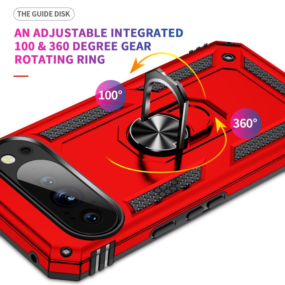 EIDERWOOD Google Pixel 10 / 10 Pro Hantverkar Baksideskal med 360° roterbart stativ - Röd