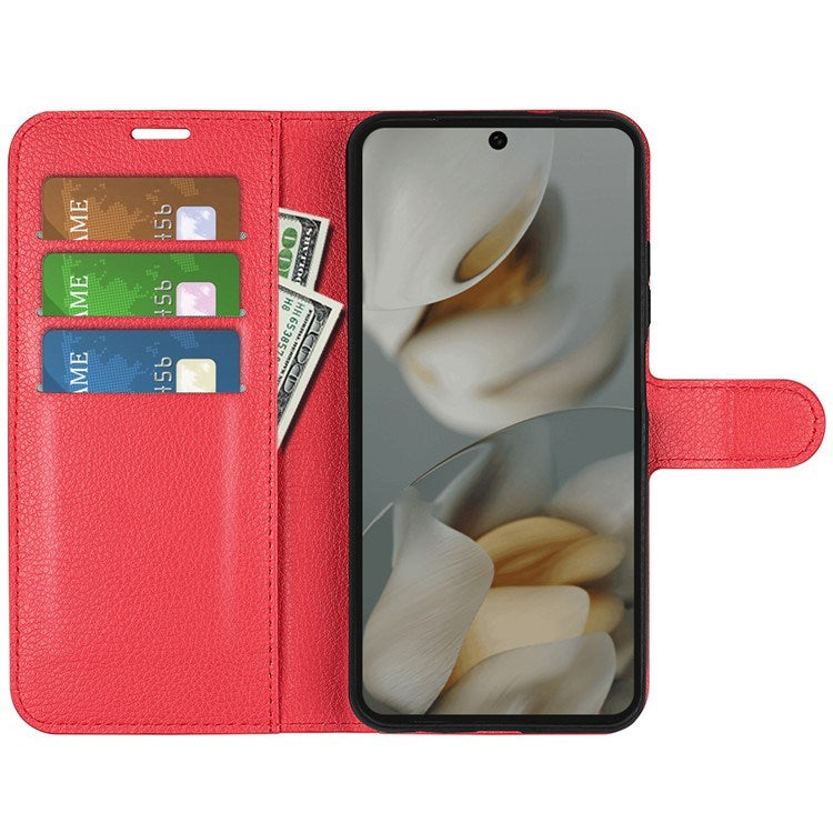 EIDERWOOD Google Pixel 10 Pro XL Konstläder Flip Fodral m. Korthållare & Ställfunktion - Röd