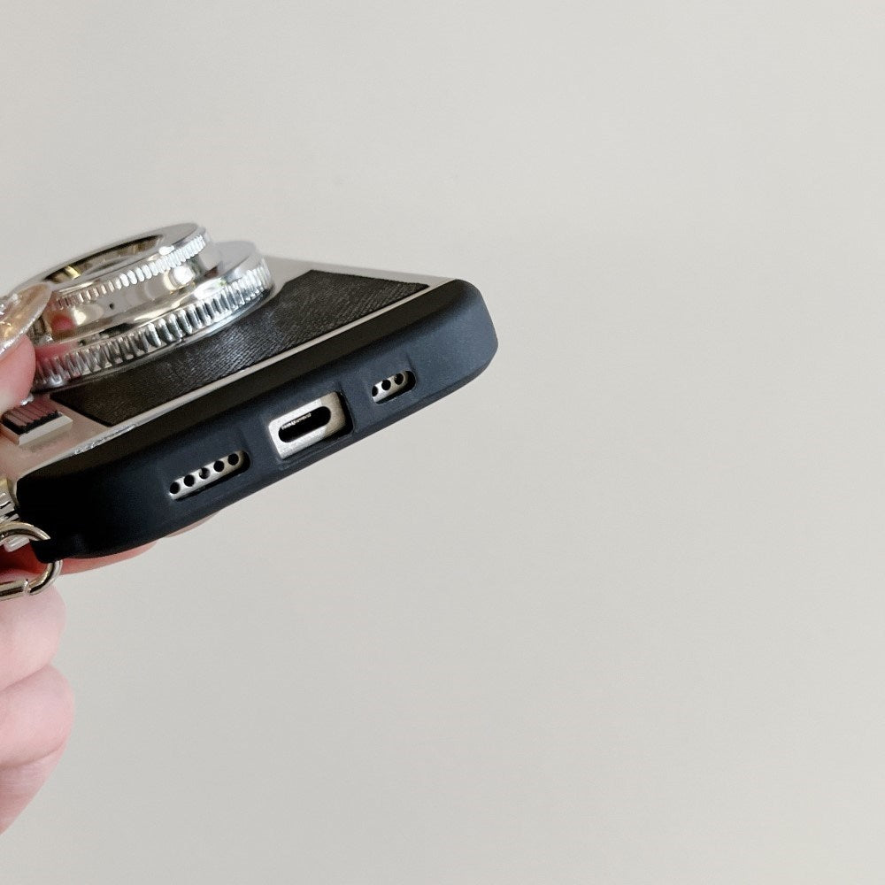 EIDERWOOD iPhone 15 Pro Max Retro Kamera Skal med Axelrem - Svart