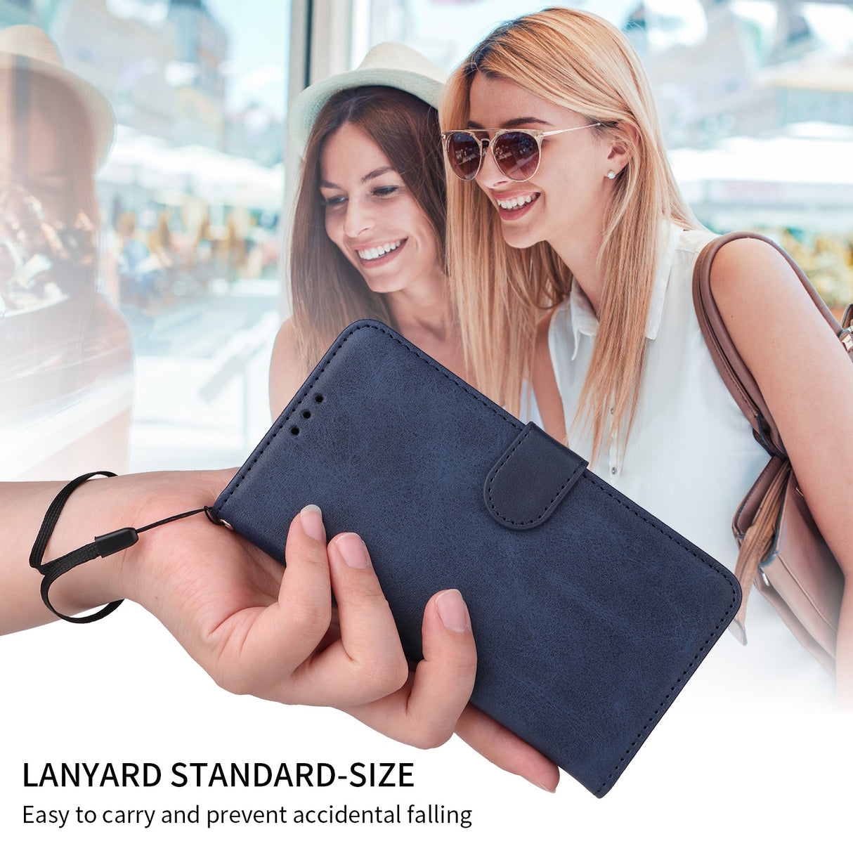 EIDERWOOD iPhone 17 Konstläder Fodral med Plånbok & Rem - Blå