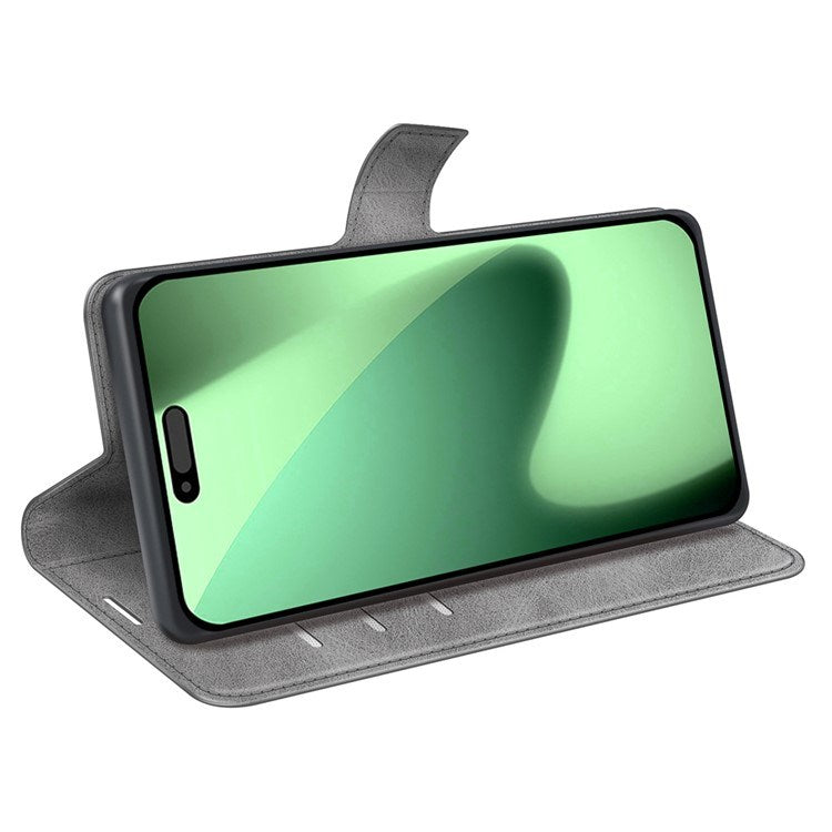 EIDERWOOD iPhone 17 Pro Max Konstläder Fodral m. Stativfunktion & Korthållare - Grå