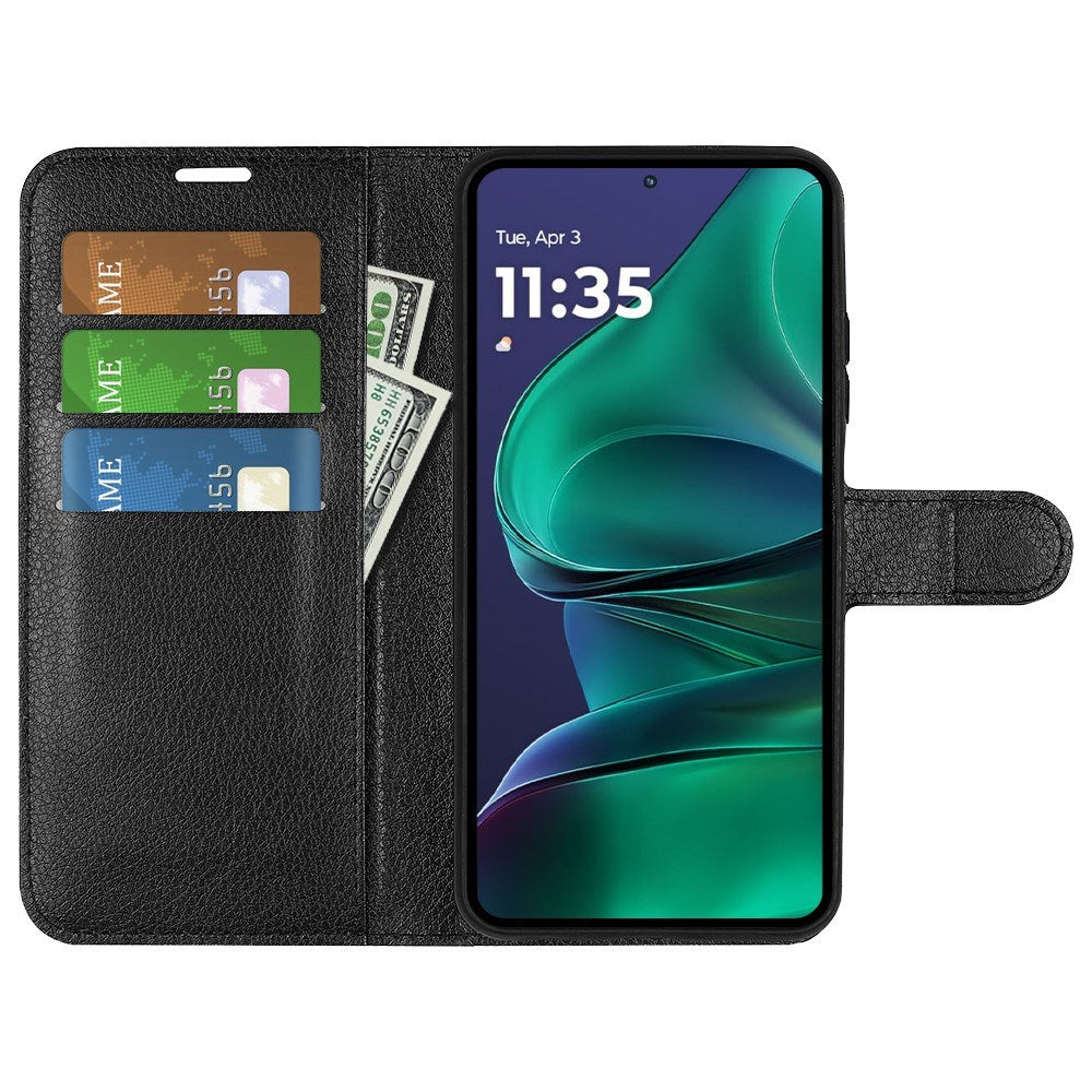 Motorola Moto G Stylus 5G (2025) EIDERWOOD Konstläder Flip Fodral med Korthållare & Ställfunktion - Svart
