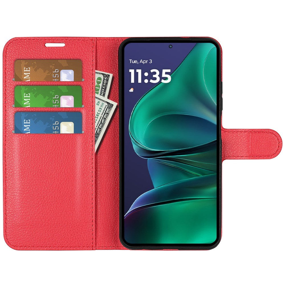 Motorola Moto G Stylus 5G (2025) EIDERWOOD Konstläder Flip Fodral med Korthållare & Ställfunktion - Röd