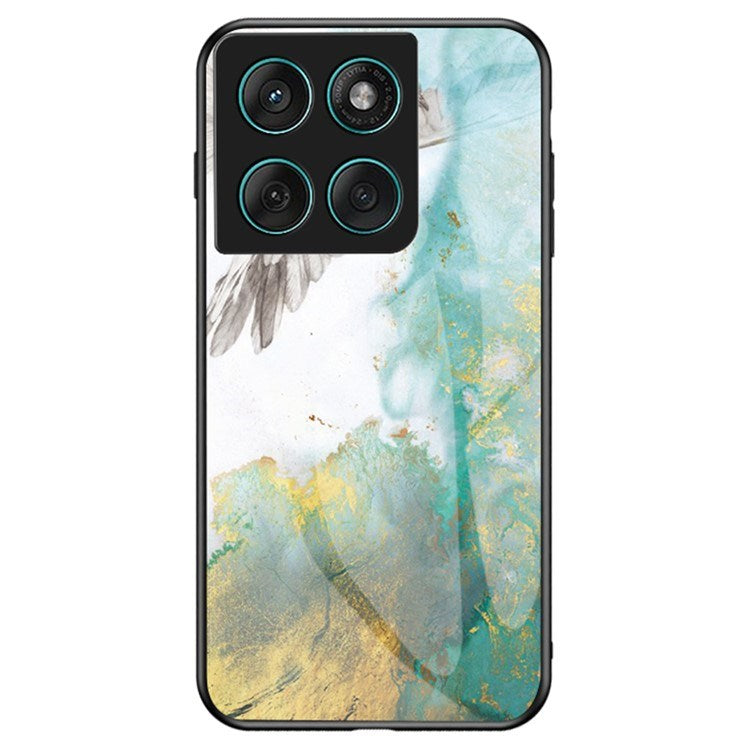 EIDERWOOD Motorola Edge 60 / Edge 60 Fusion Plast Skal med Glasbaksida - Blå Marmor