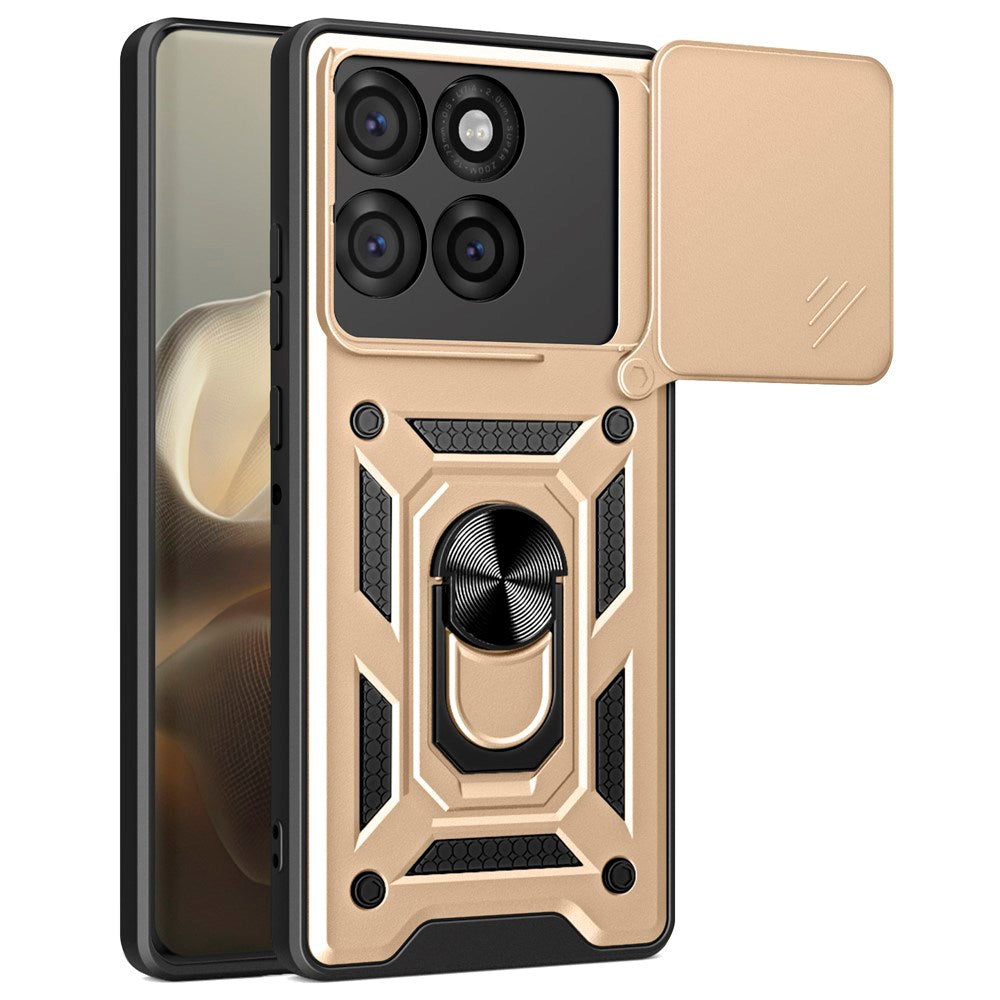 EIDERWOOD Motorola Edge 60 Pro Hybrid Hantverkar Skal m. Magnetisk Kickstand & Cam Slider - Guld