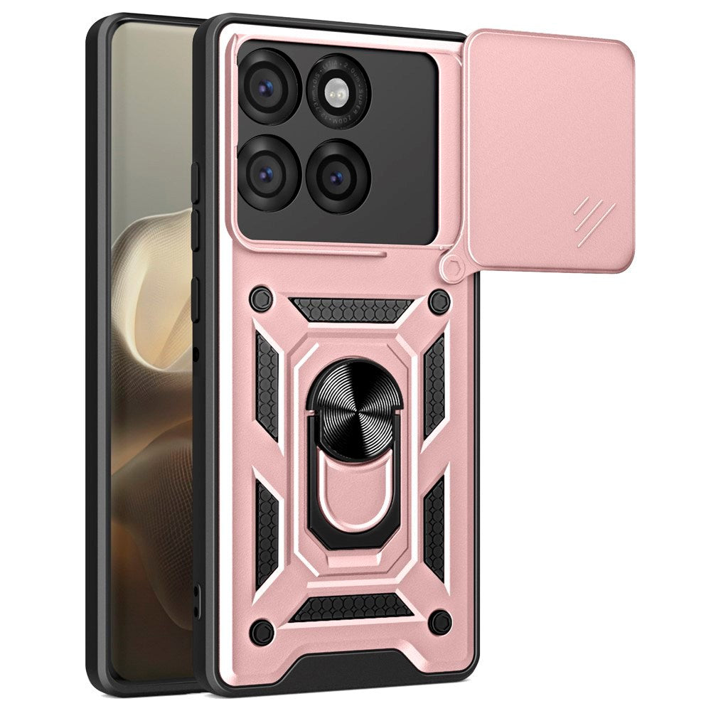 EIDERWOOD Motorola Edge 60 Pro Hybrid Hantverkar Skal m. Magnetisk Kickstand & Cam Slider - Rosa