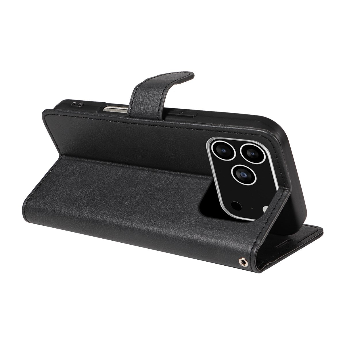 EIDERWOOD iPhone 17 Pro Plånboksfodral i Konstläder med Rem - Svart