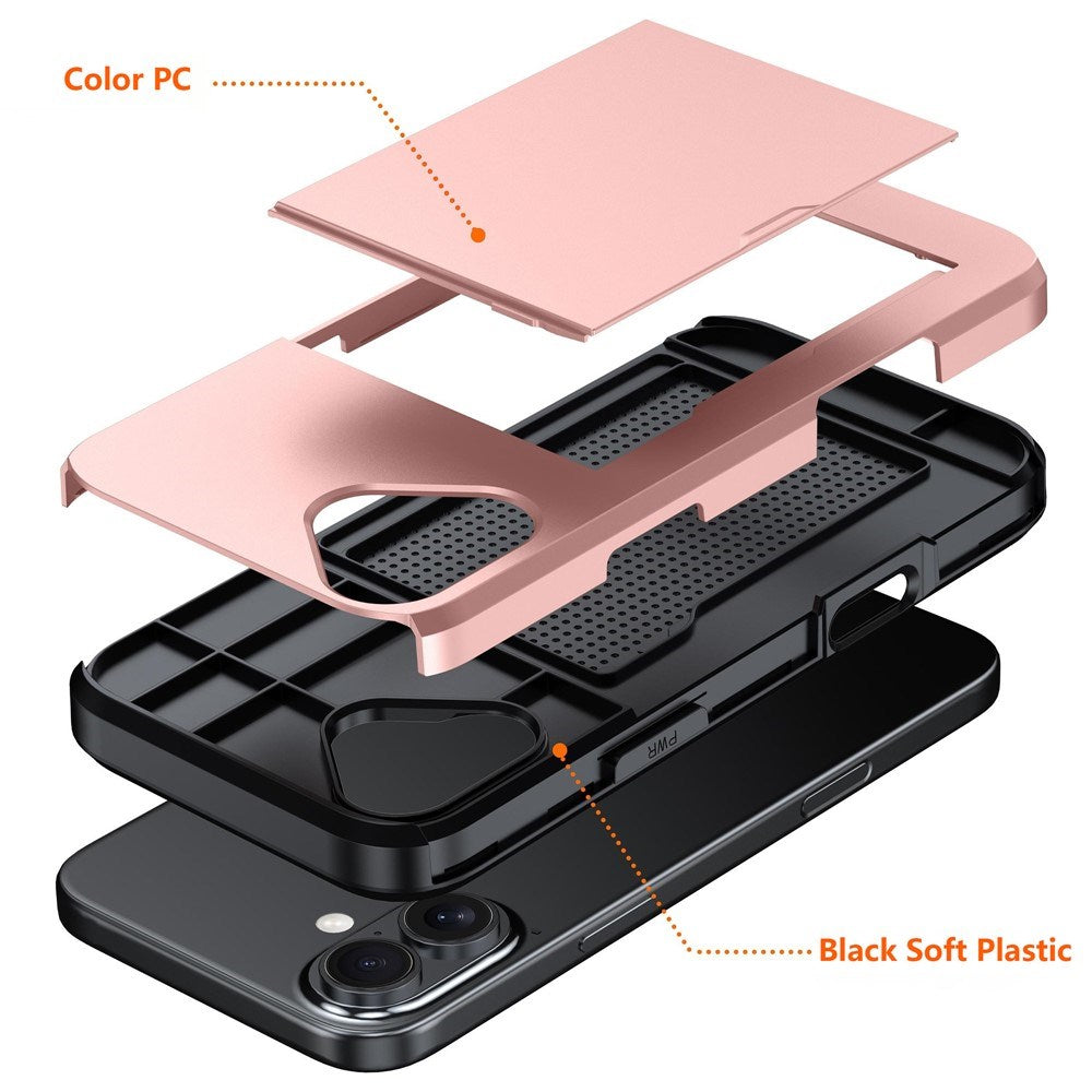 EIDERWOOD iPhone 17 Hybrid Skal med Korthållare - Rosa