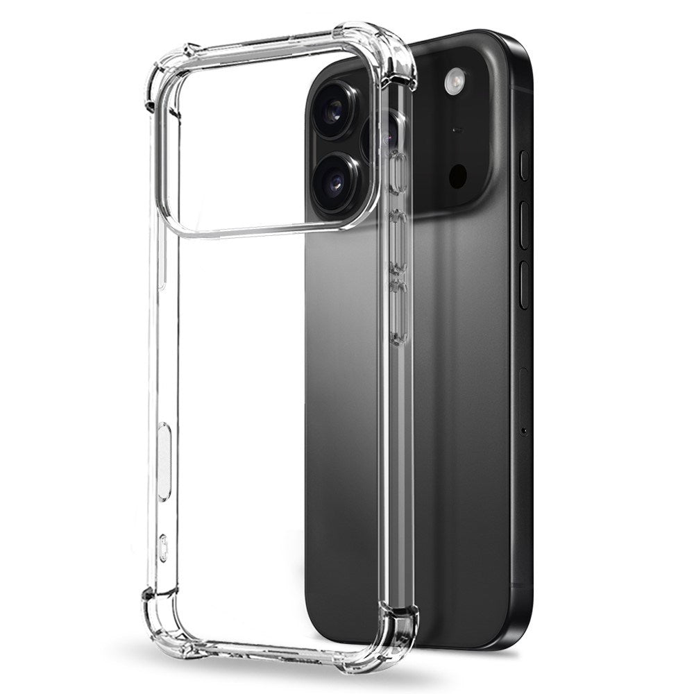 NORTHJO iPhone 17 Pro Max 2-i-1 Skyddspaket m. Stötabsorberande Flexibelt Plast Skal & Härdat Skärmskyddsglas - Genomskinlig