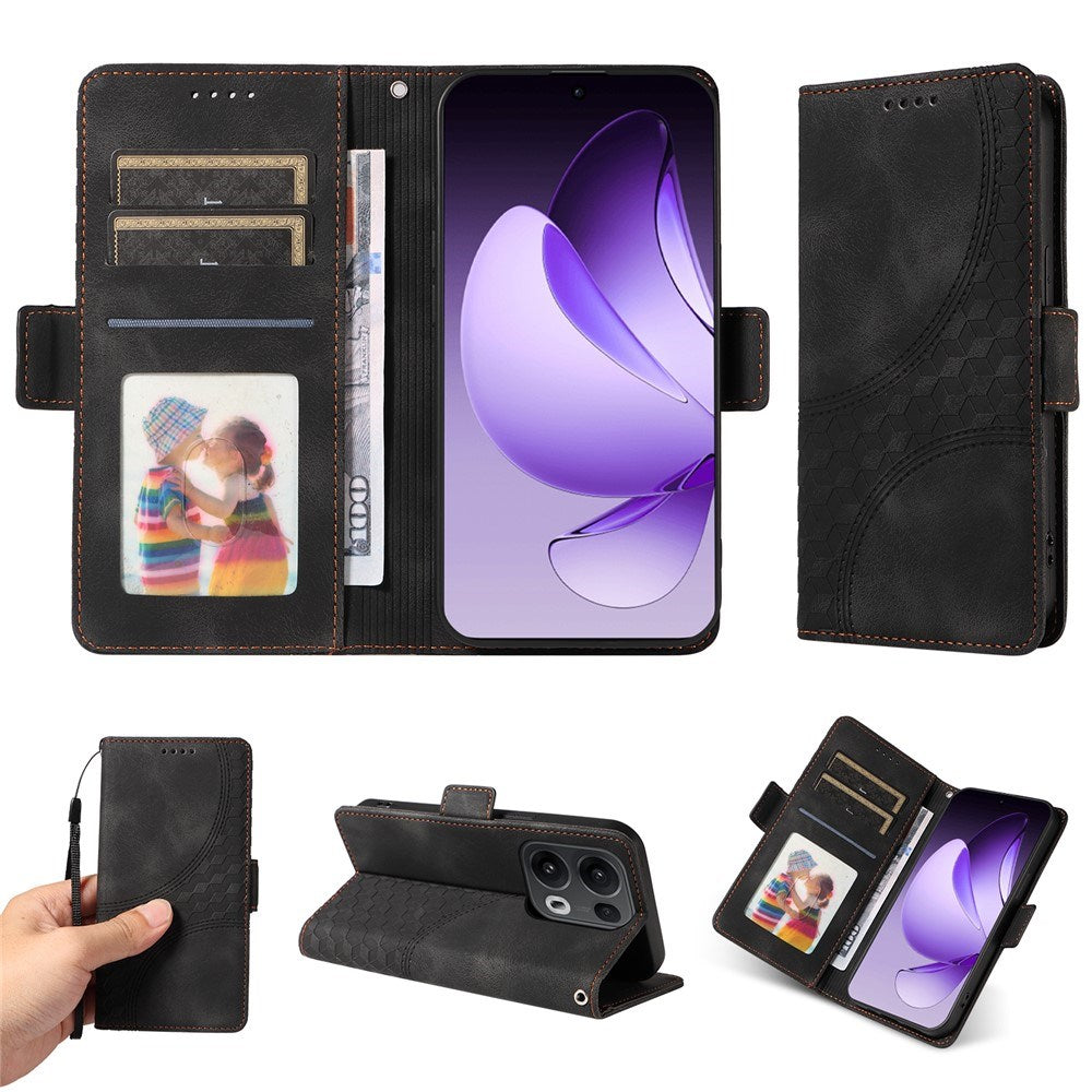 Oppo Reno14 Pro (5G) / Reno13 Pro (5G) Konstläder Fodral med Tryck - Svart