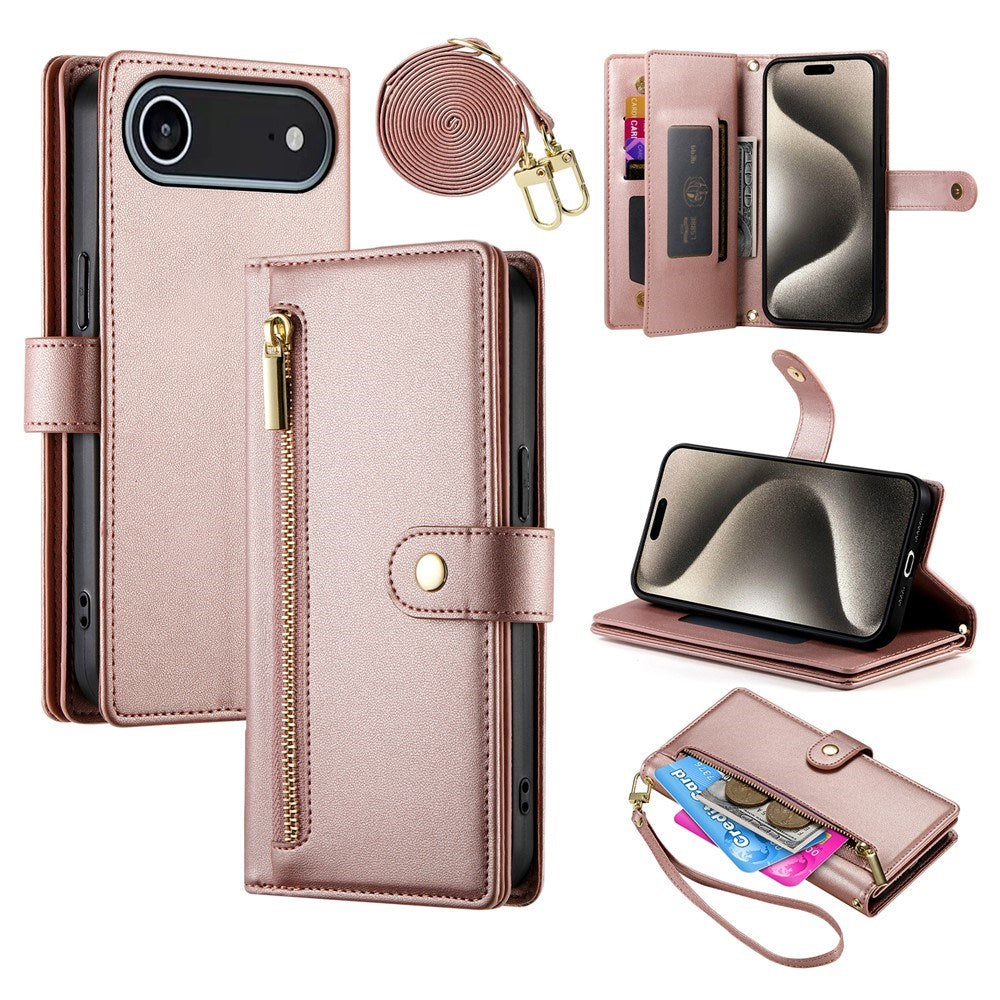 EIDERWOOD iPhone Air Fodral med Korthållare / Blixtlåsficka / Rem - Rose Gold