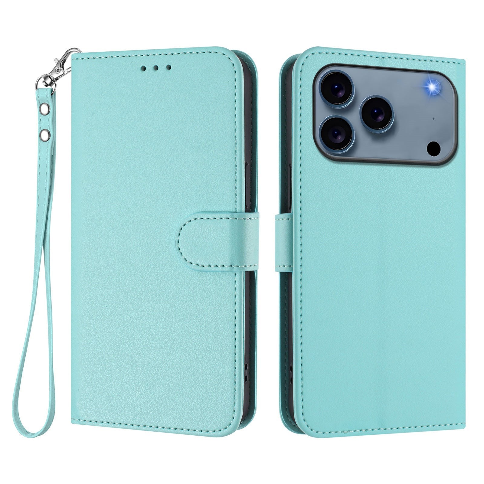 iPhone 18 Pro Max / 17 Pro Max EIDERWOOD Konstläder Fodral m. Rem - Ljusblå
