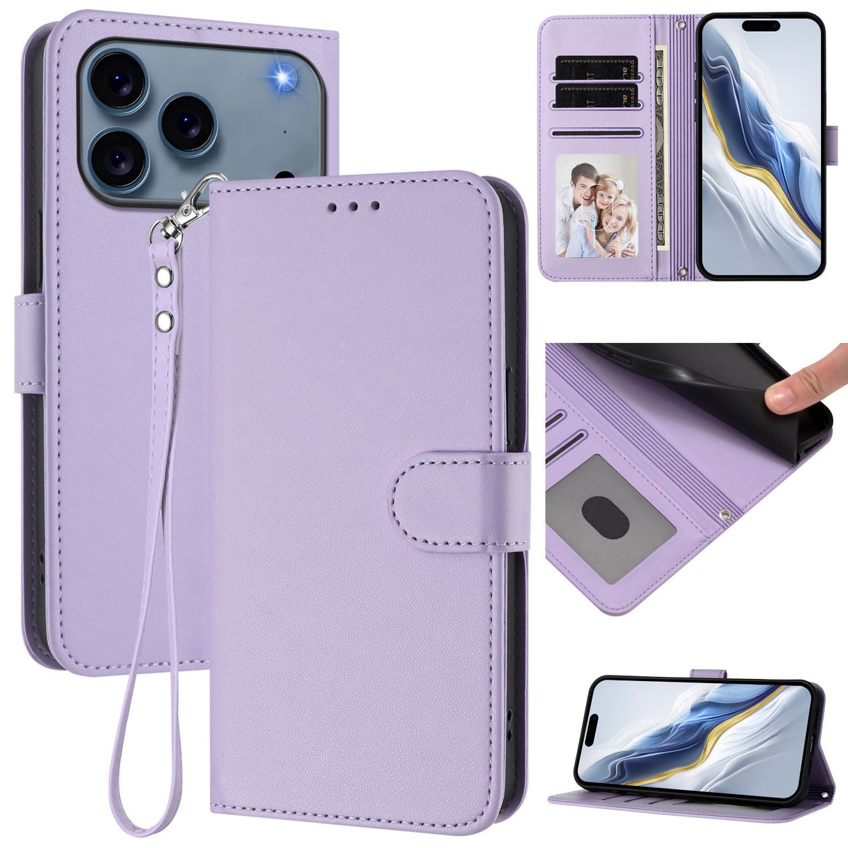 iPhone 18 Pro Max / 17 Pro Max EIDERWOOD Konstläder Fodral m. Rem - Ljuslila