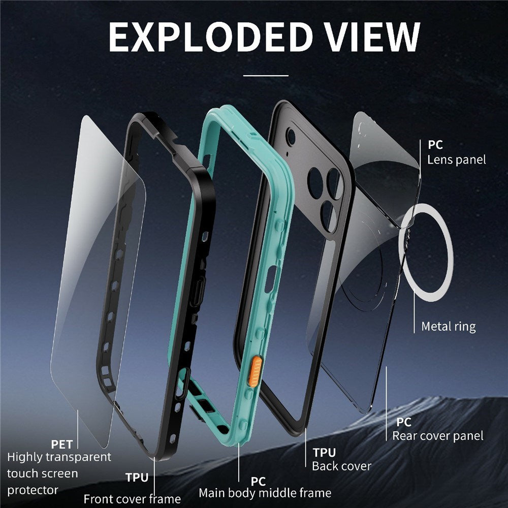 EIDERWOOD iPhone 17 Pro Max Vattentätt Hantverkar Skal m. Skärmskydd & Rem - MagSafe Kompatibel - Blå