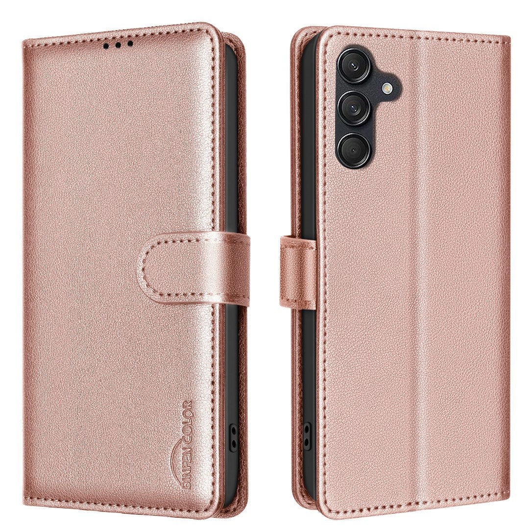 EIDERWOOD Samsung Galaxy S25 FE Konstläder Plånboksfodral med Ståfunktion - Rose Gold