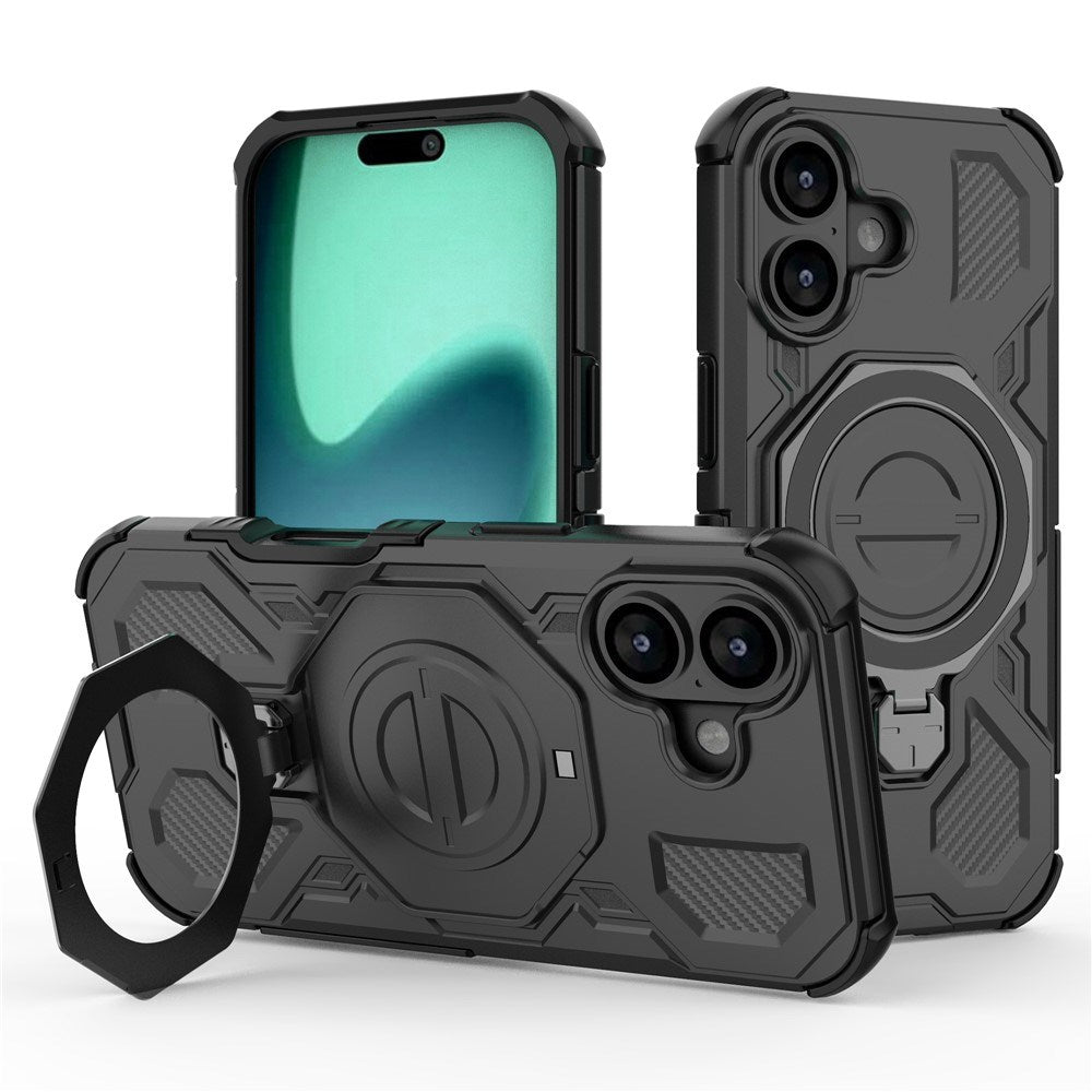 EIDERWOOD iPhone 17 Håndverkerdeksel med Magnetisk Kickstand – MagSafe Kompatibel – Svart