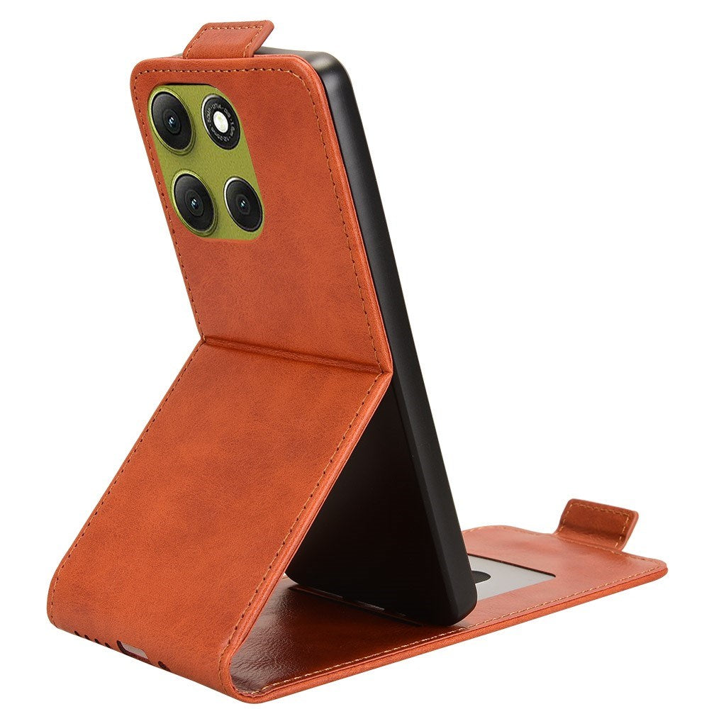 EIDERWOOD Motorola Moto G86 Power Vertikal Konstläder Fodral m. Korthållare & Ståfunktion - Orange