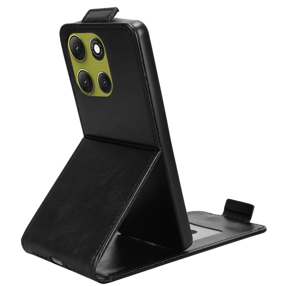 EIDERWOOD Motorola Moto G86 Power Vertikal Konstläder Fodral m. Korthållare & Ståfunktion - Svart