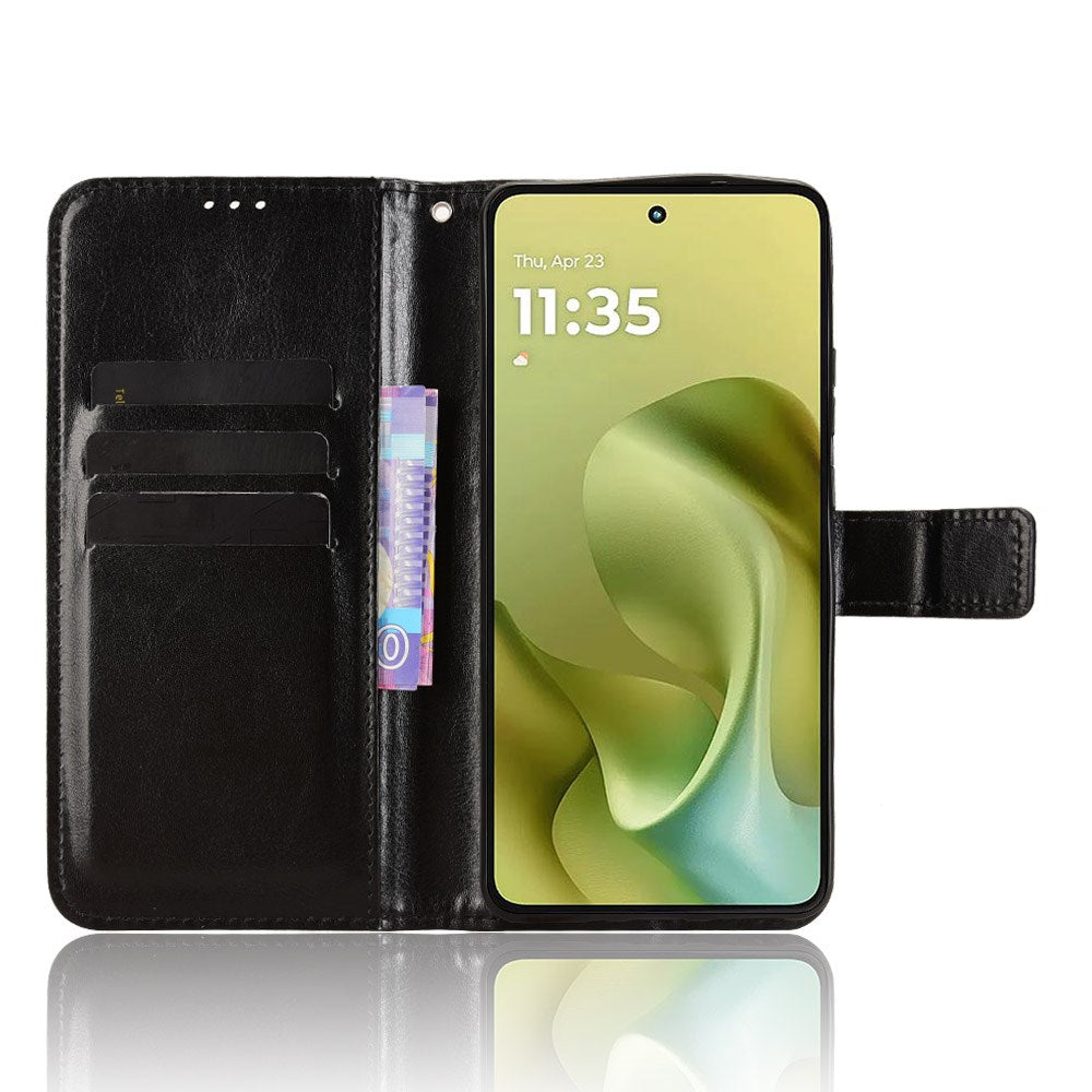 EIDERWOOD Motorola Moto G86 Power Konstläder Fodral med Kortfack & Ståfunktion - Svart