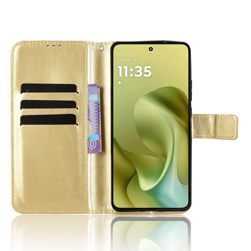 EIDERWOOD Motorola Moto G86 Power Konstläder Fodral med Kortfack & Ståfunktion - Guld