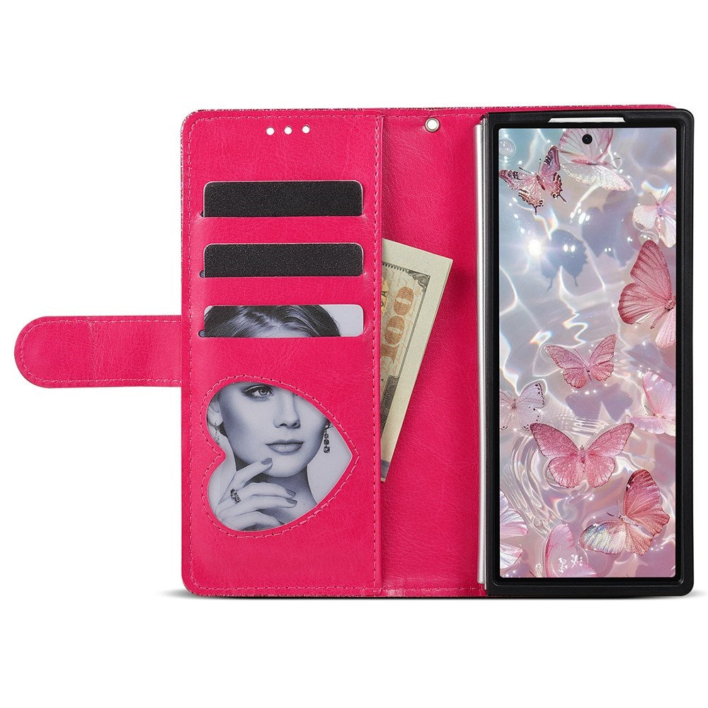 EIDERWOOD Samsung Galaxy Z Fold7 Glitter Fodral m. Plånbok & Rem - Rosa