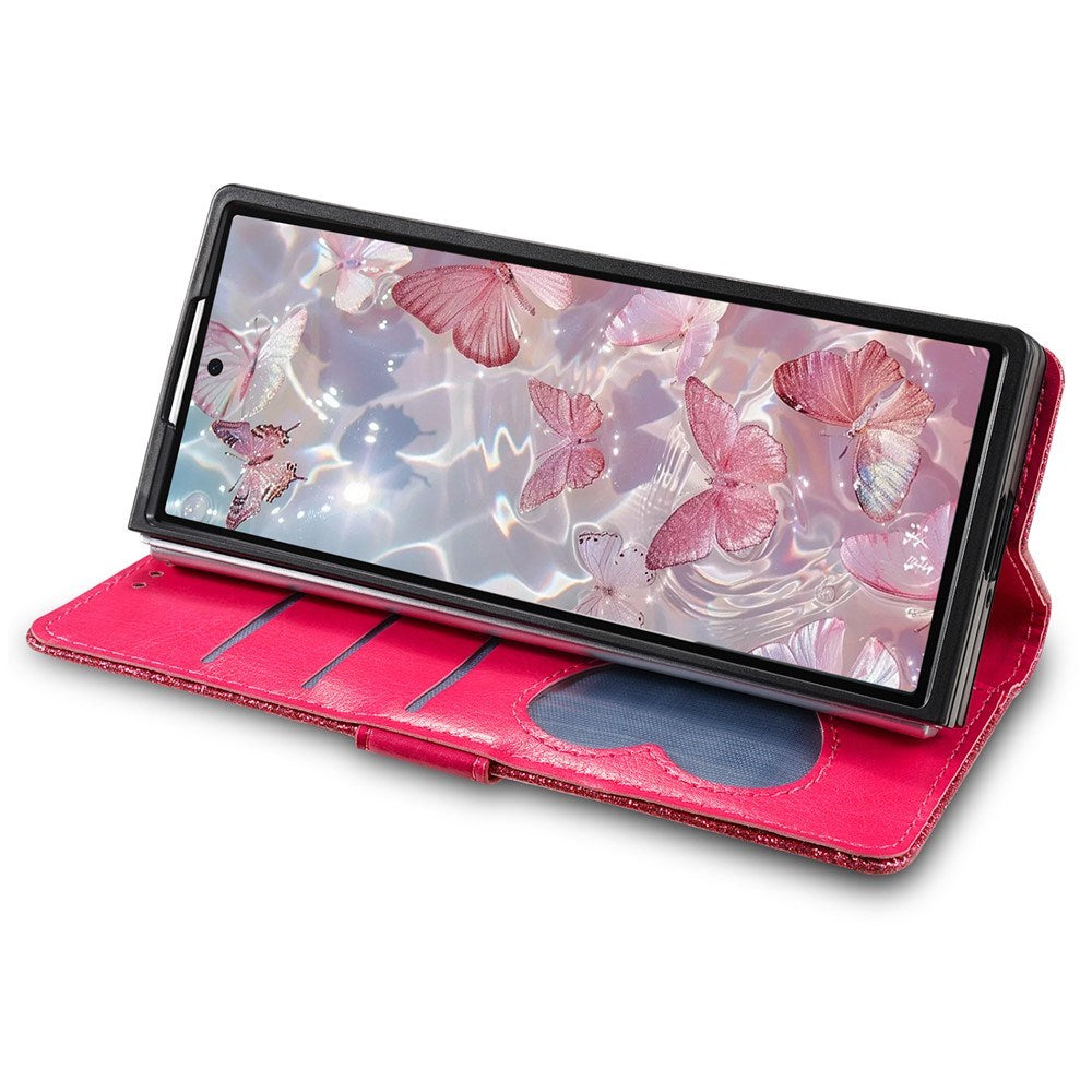 EIDERWOOD Samsung Galaxy Z Fold7 Glitter Fodral m. Plånbok & Rem - Rosa
