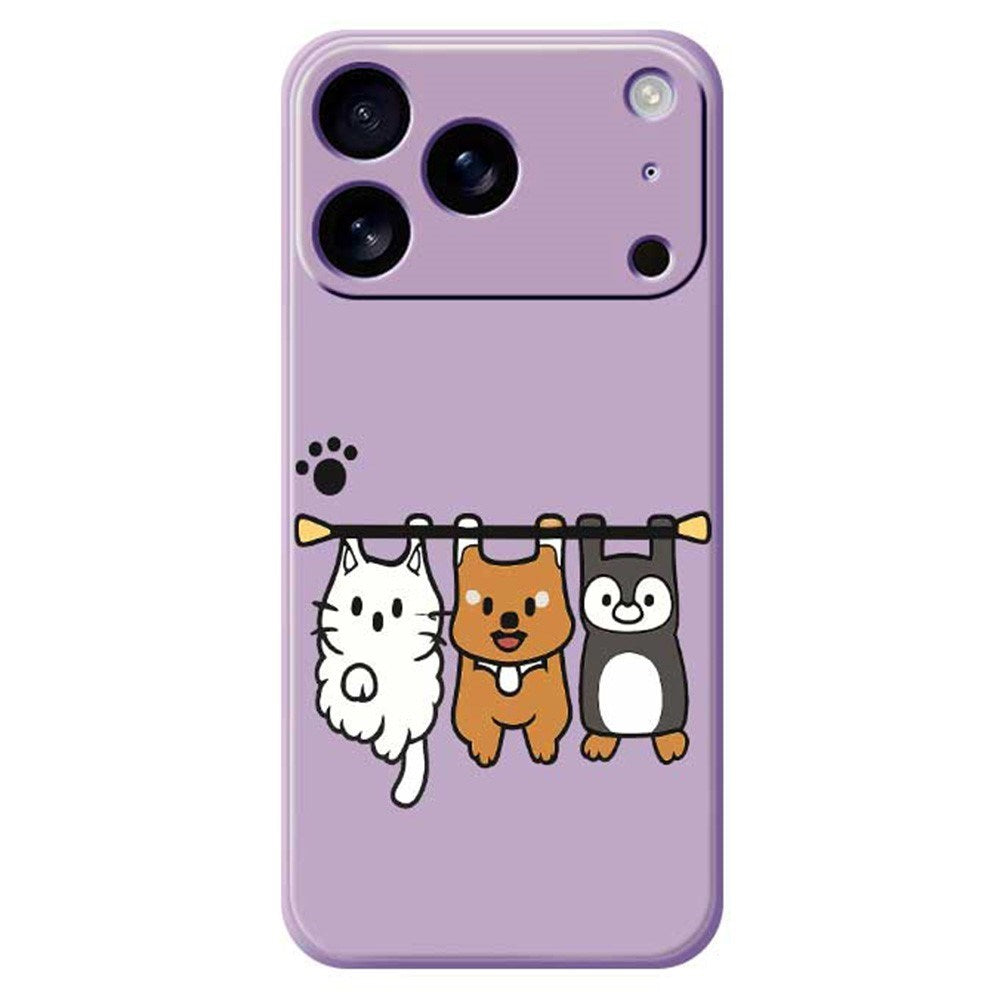 iPhone 17 Pro Flexibelt Plast Skal m. Djurmotiv - Lila