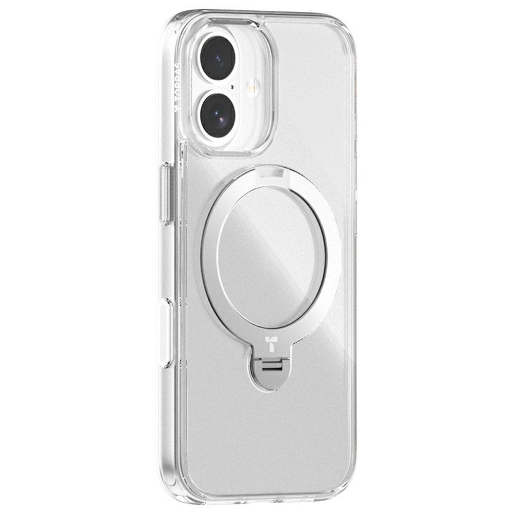 TORRAS iPhone 17 Ostand Spin Hybrid Skal m. Roterande Kickstand - MagSafe Kompatibel - Genomskinlig