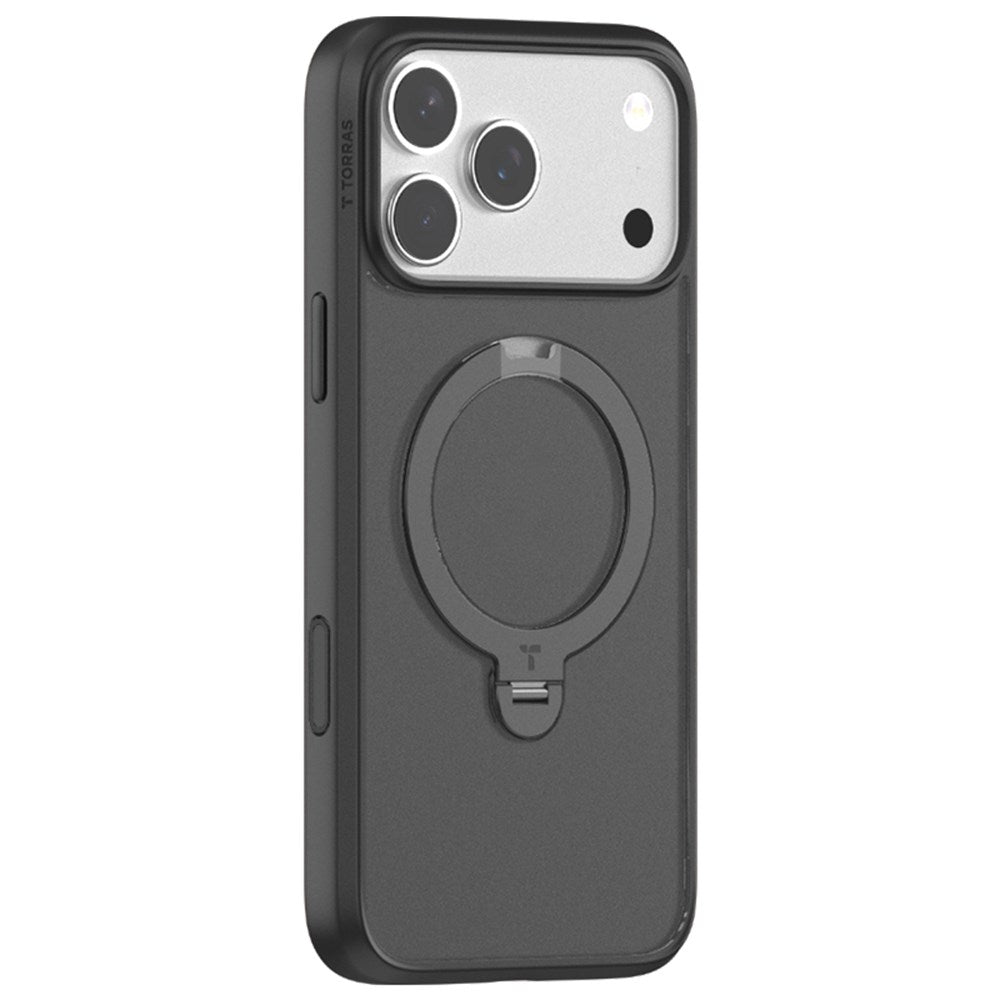 TORRAS iPhone 17 Pro Max Ostand Spin Hybrid Skal m. Roterande Kickstand - MagSafe Kompatibel - Svart