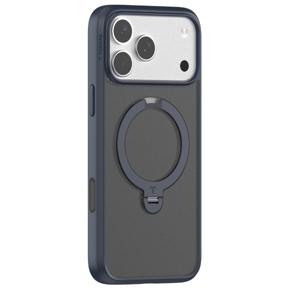 TORRAS iPhone 17 Pro Max Ostand Spin Hybrid Skal m. Roterande Kickstand - MagSafe Kompatibel - Blå