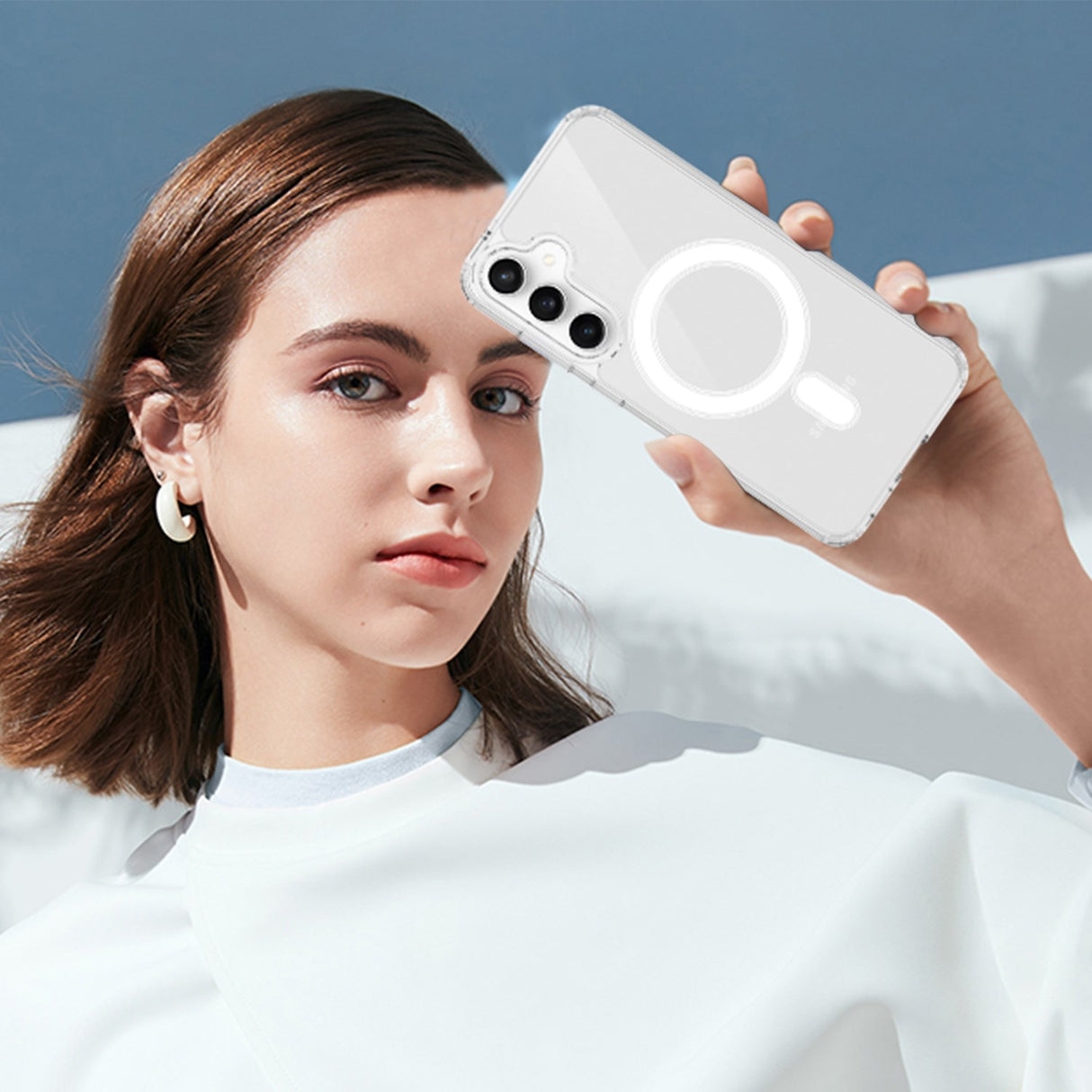 EIDERWOOD Samsung Galaxy S25 FE Hybrid Plast Skal - MagSafe Kompatibelt - Genomskinlig / Vit