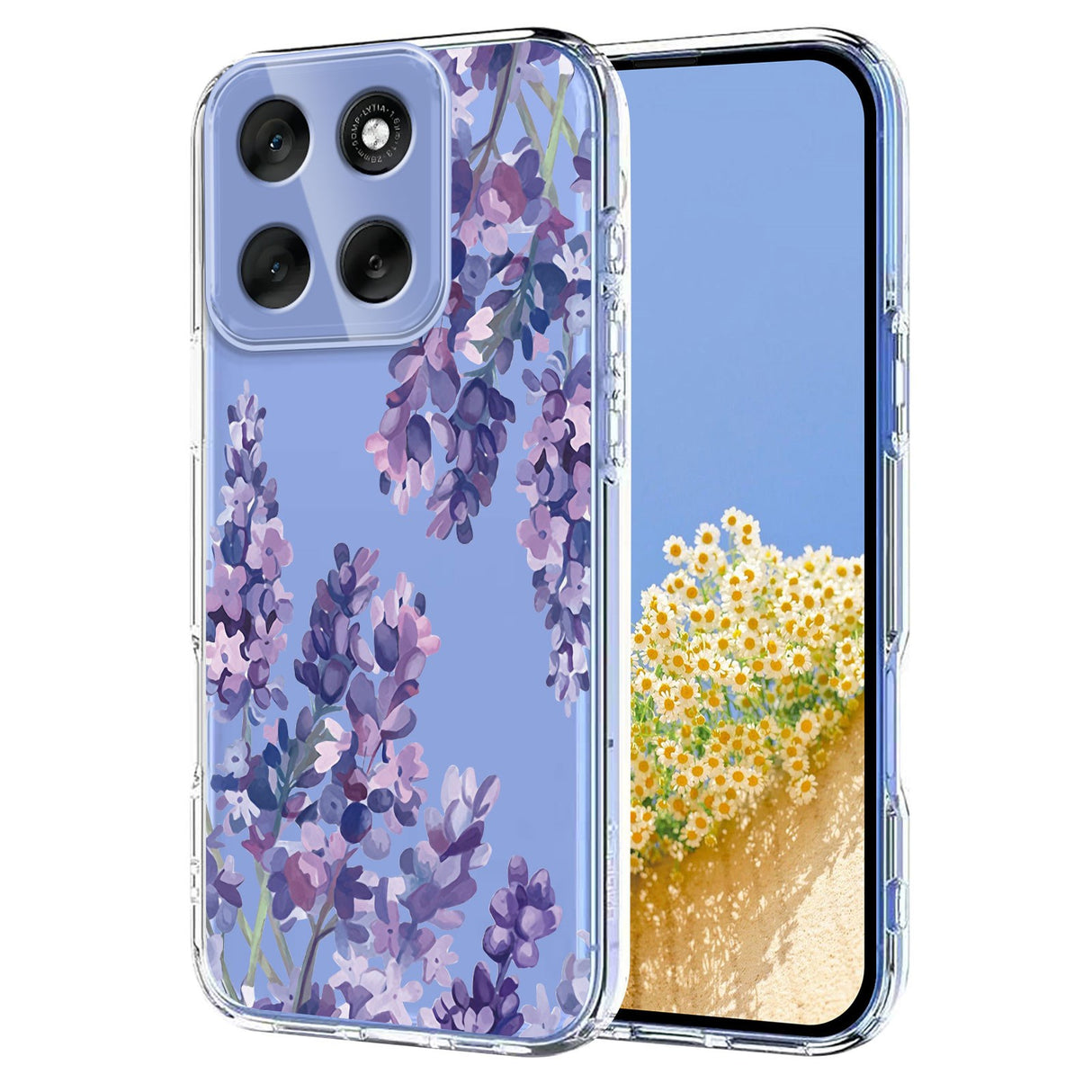 EIDERWOOD Motorola Moto G56 Flexibelt Plast Skal med Blommotiv - Genomskinlig / Blåregn