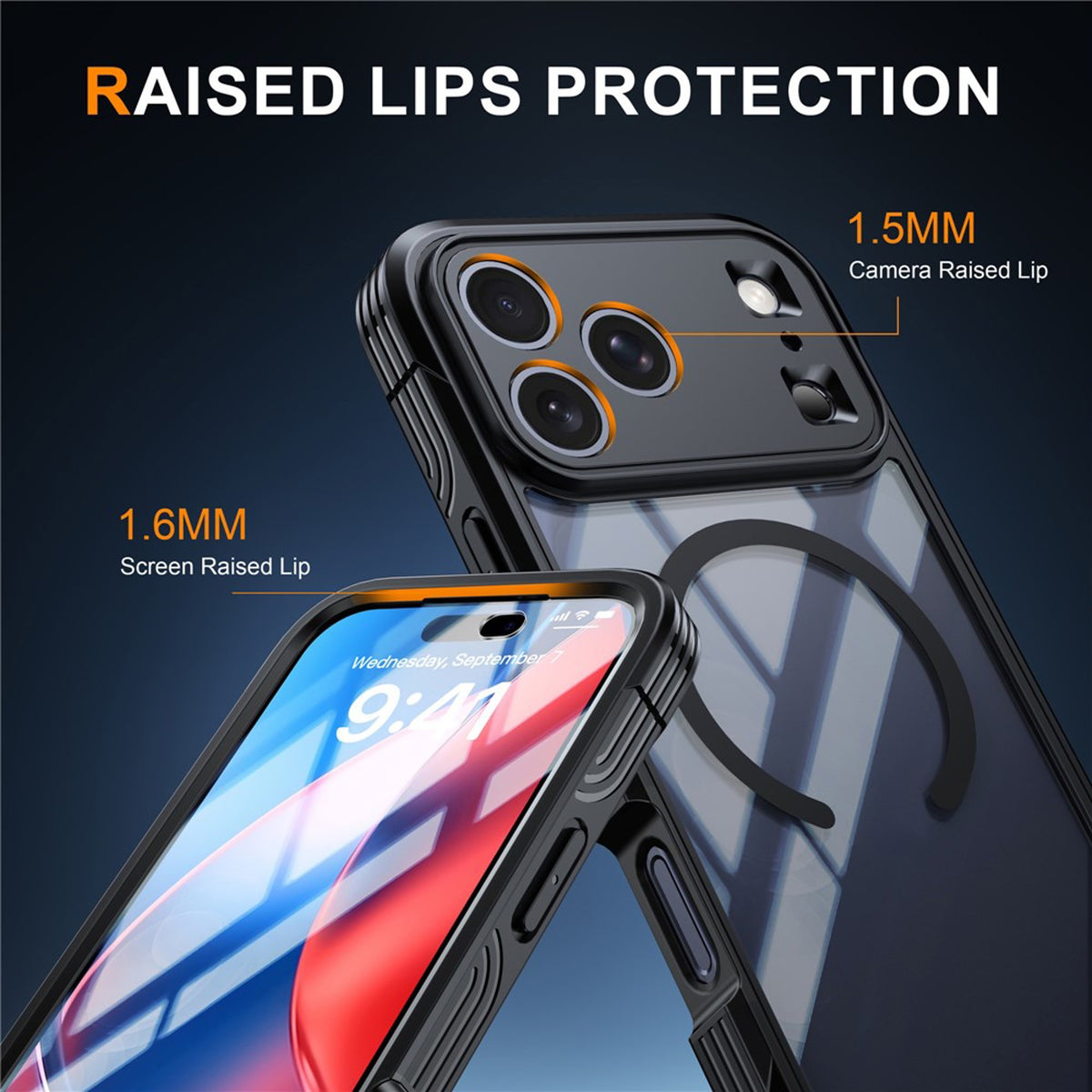 iPhone 18 Pro / 17 Pro Hybrid Plast Skal m. Inbyggt Skärmskydd - MagSafe Kompatibel - Transparent / Svart