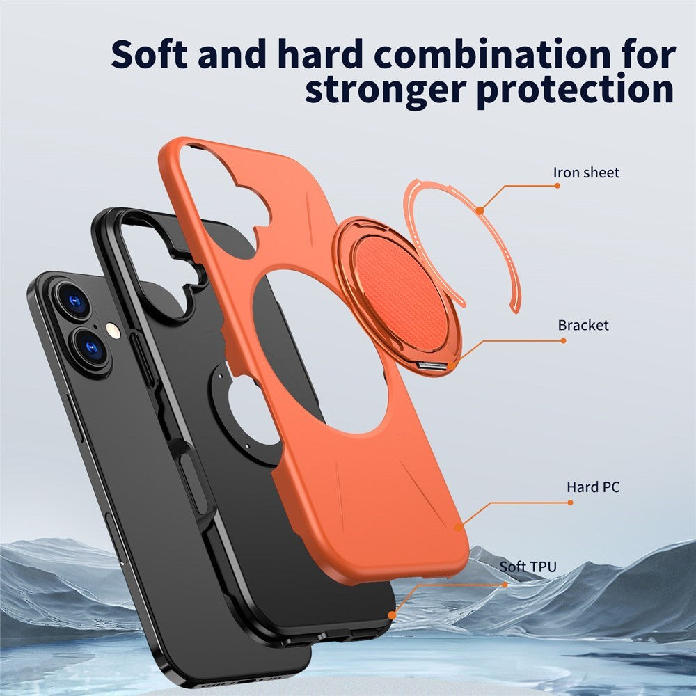 EIDERWOOD iPhone 17 Skal med Roterande Kickstand - MagSafe Kompatibel - Orange