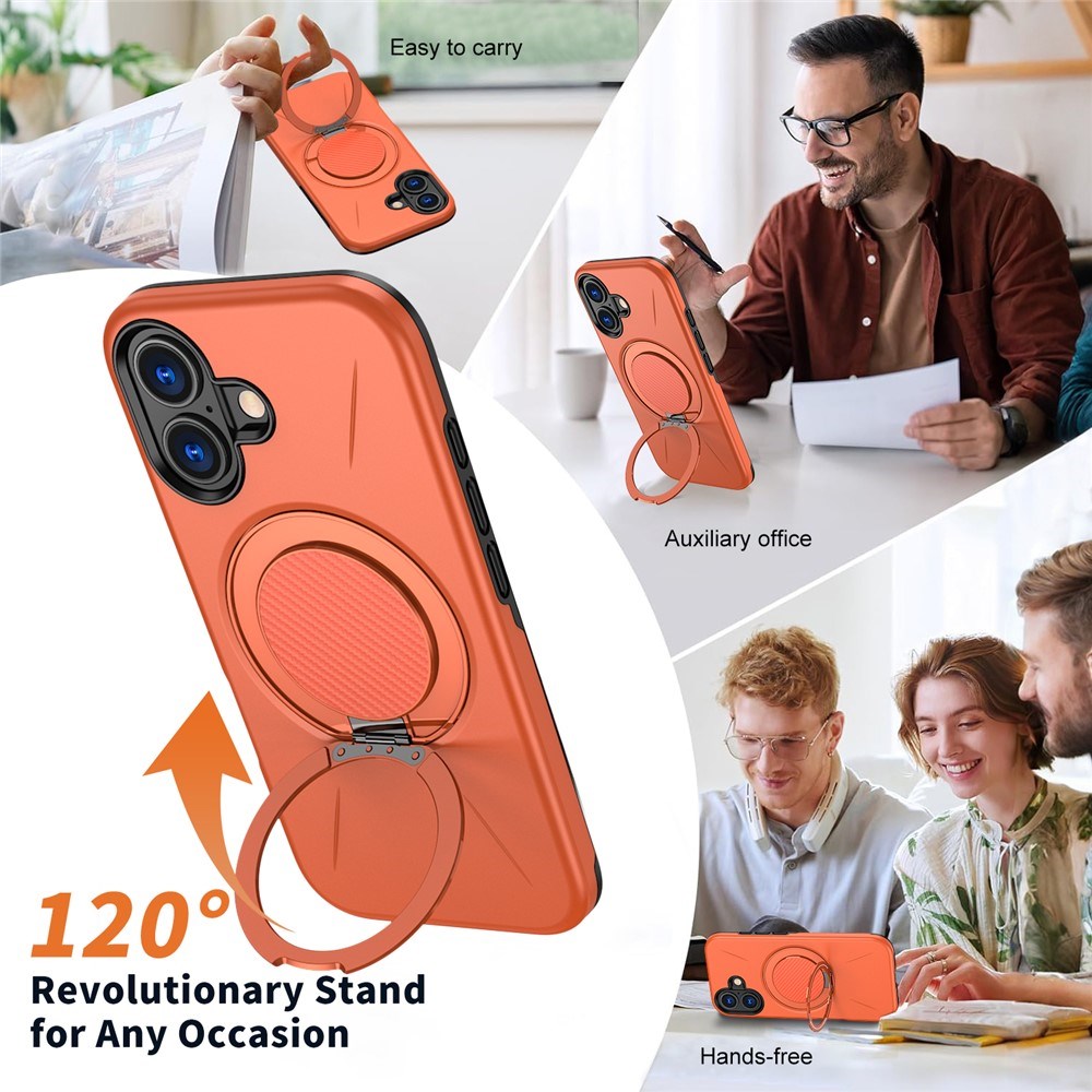 EIDERWOOD iPhone 17 Skal med Roterande Kickstand - MagSafe Kompatibel - Orange