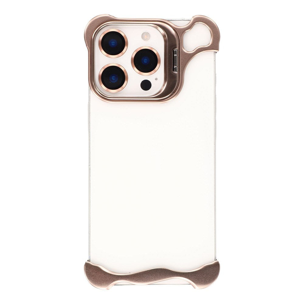 iPhone 16 Pro Tvådelat Metall Bumper Skal m. Stödfunktion & Linsskydd - Guld