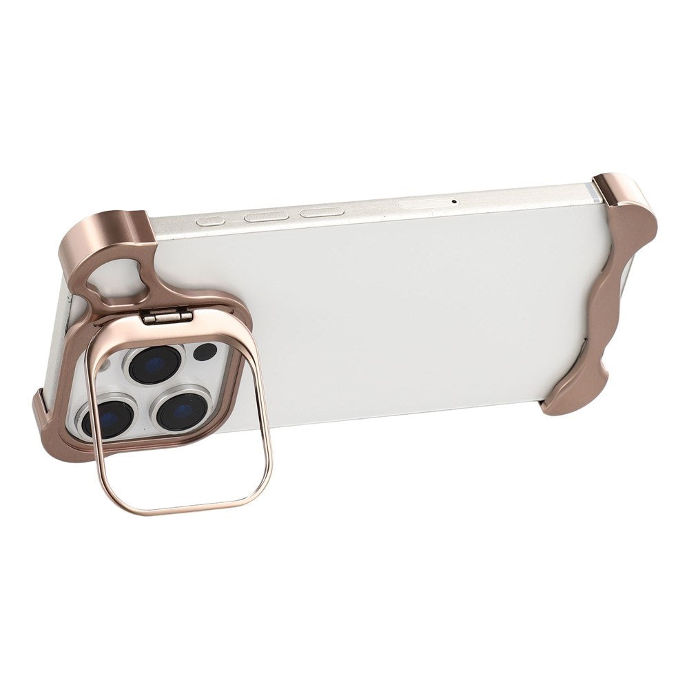 iPhone 16 Pro Tvådelat Metall Bumper Skal m. Stödfunktion & Linsskydd - Guld