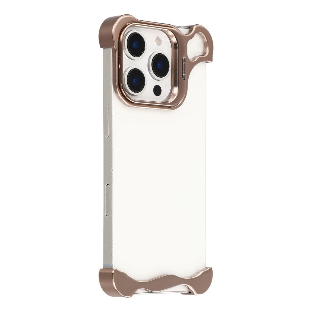 iPhone 16 Pro Tvådelat Metall Bumper Skal m. Stödfunktion & Linsskydd - Guld