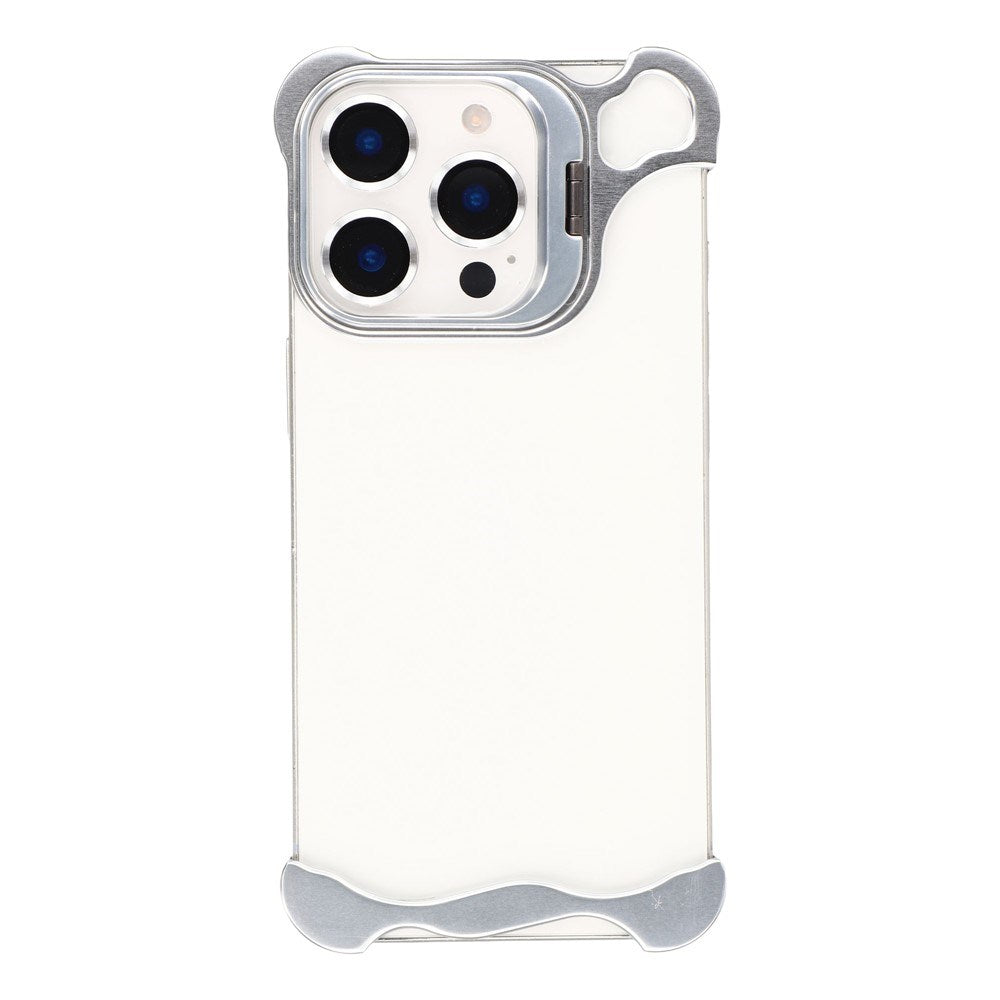 iPhone 16 Pro Tvådelat Metall Bumper Skal m. Stödfunktion & Linsskydd - Silver