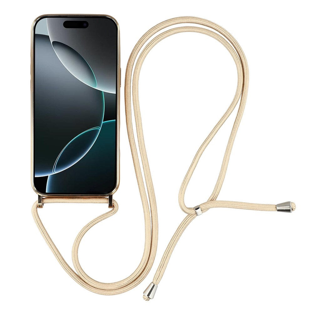 EIDERWOOD iPhone 17 Pro Flexibelt Plast Skal med Justerbar Rem - MagSafe Kompatibel - Genomskinlig / Guld
