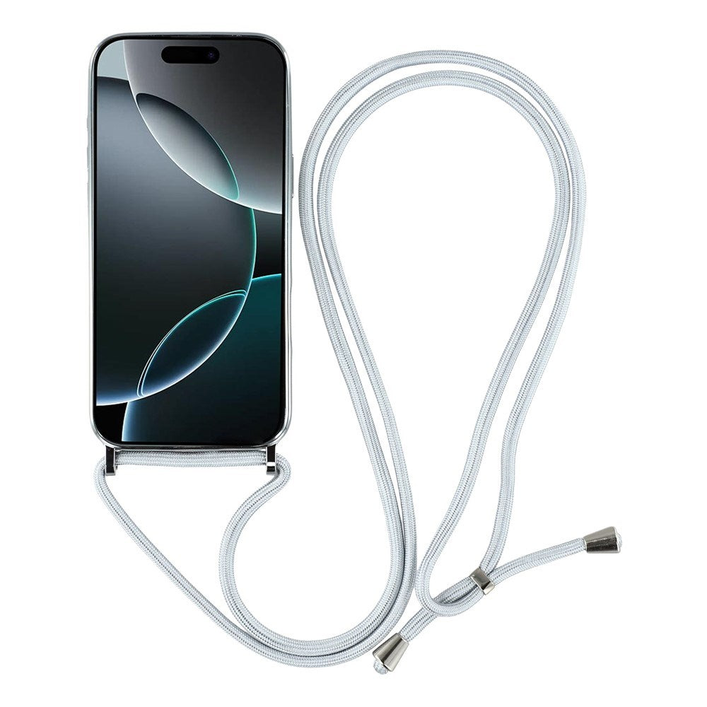 EIDERWOOD iPhone 17 Pro Flexibelt Plast Skal med Justerbar Rem - MagSafe Kompatibel - Genomskinlig / Silver