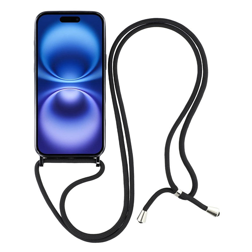 EIDERWOOD iPhone 17 Flexibelt Plast Skal med Justerbar Rem - MagSafe Kompatibel - Genomskinlig / Svart