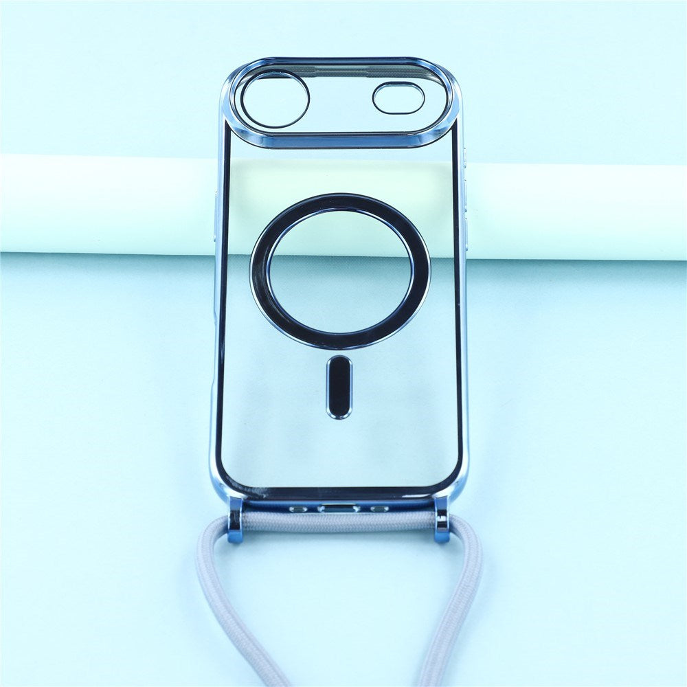 EIDERWOOD iPhone Air Flexibelt Plast Skal med Justerbar Rem - MagSafe Kompatibel - Genomskinlig / Blå