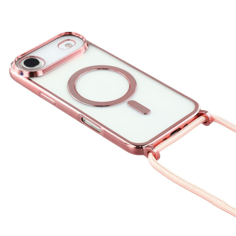 EIDERWOOD iPhone Air Flexibelt Plast Skal med Justerbar Rem - MagSafe Kompatibel - Genomskinlig / Rosa