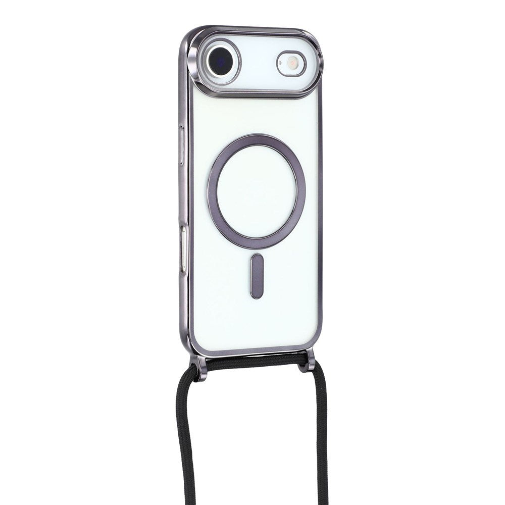 EIDERWOOD iPhone Air Flexibelt Plast Skal med Justerbar Rem - MagSafe Kompatibel - Genomskinlig / Svart