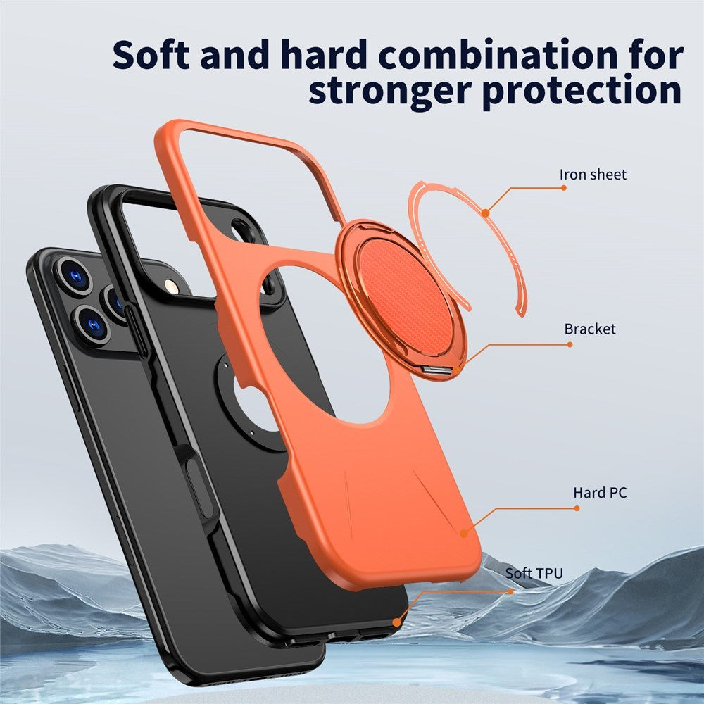 EIDERWOOD iPhone 17 Pro Max Skal med Roterande Kickstand - MagSafe Kompatibel - Orange