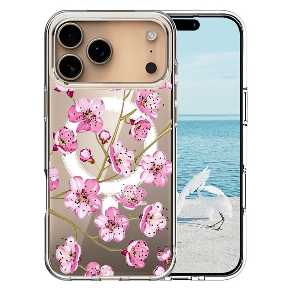 EIDERWOOD iPhone 17 Pro Max Hybrid Plast Skal - MagSafe-kompatibelt - Rosa Blommor